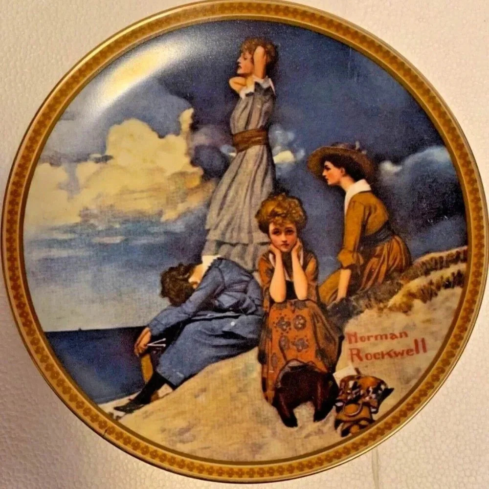 Vintage Knowles Fine China Norman Rockwell Collector Plate WAITING ON THE SHORE